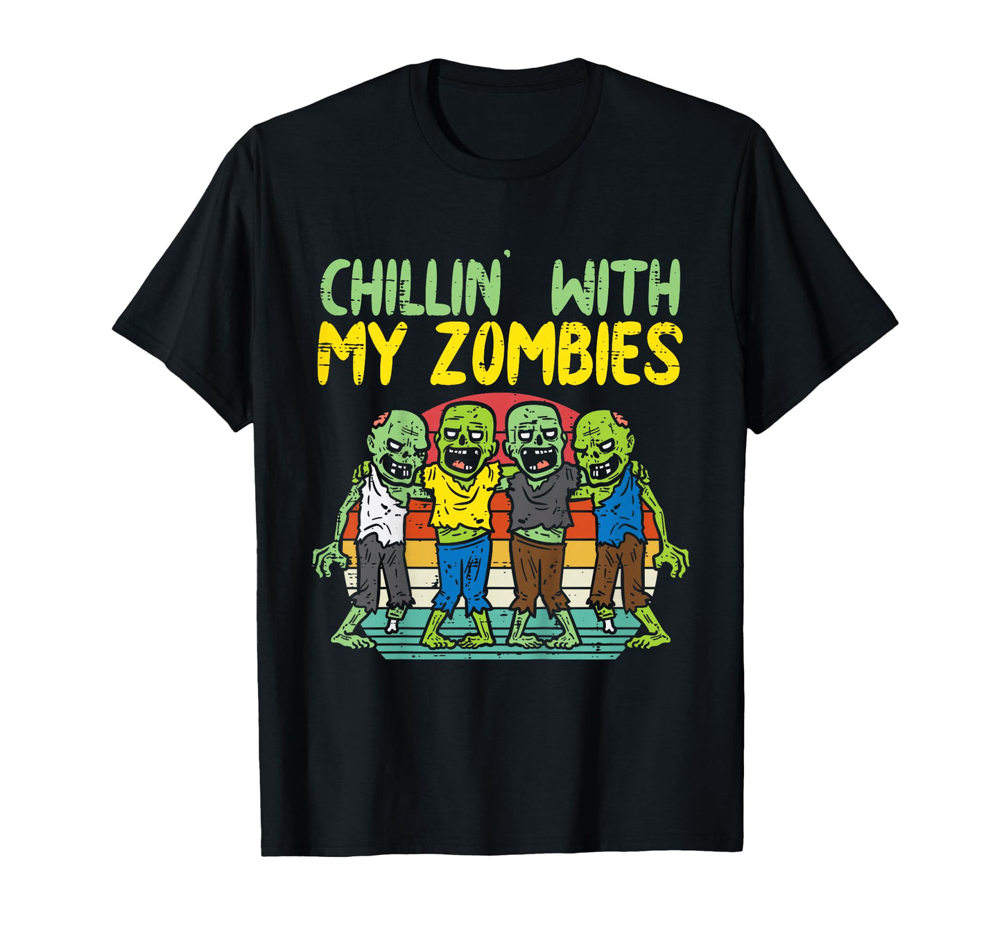 Kids Chillin With My Zombies Group Toddler Boys Halloween Kids T-Shirt