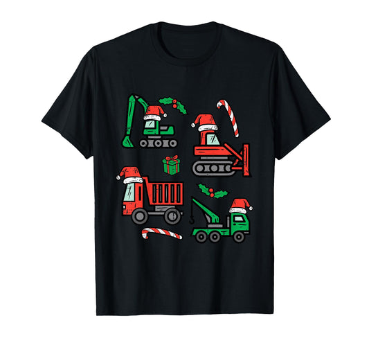 Kids Christmas Construction Vehicles Truck Xmas Boys Kids Toddler T-Shirt