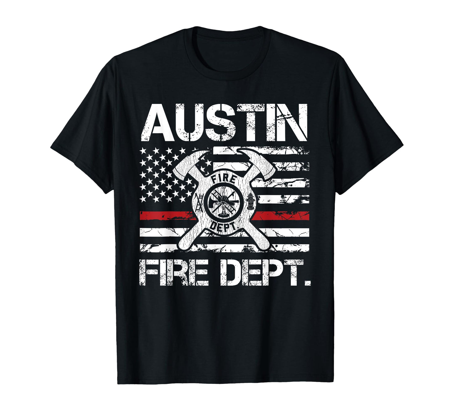 Austin Texas Fire Department Thin Red Line Logo T-Shirt