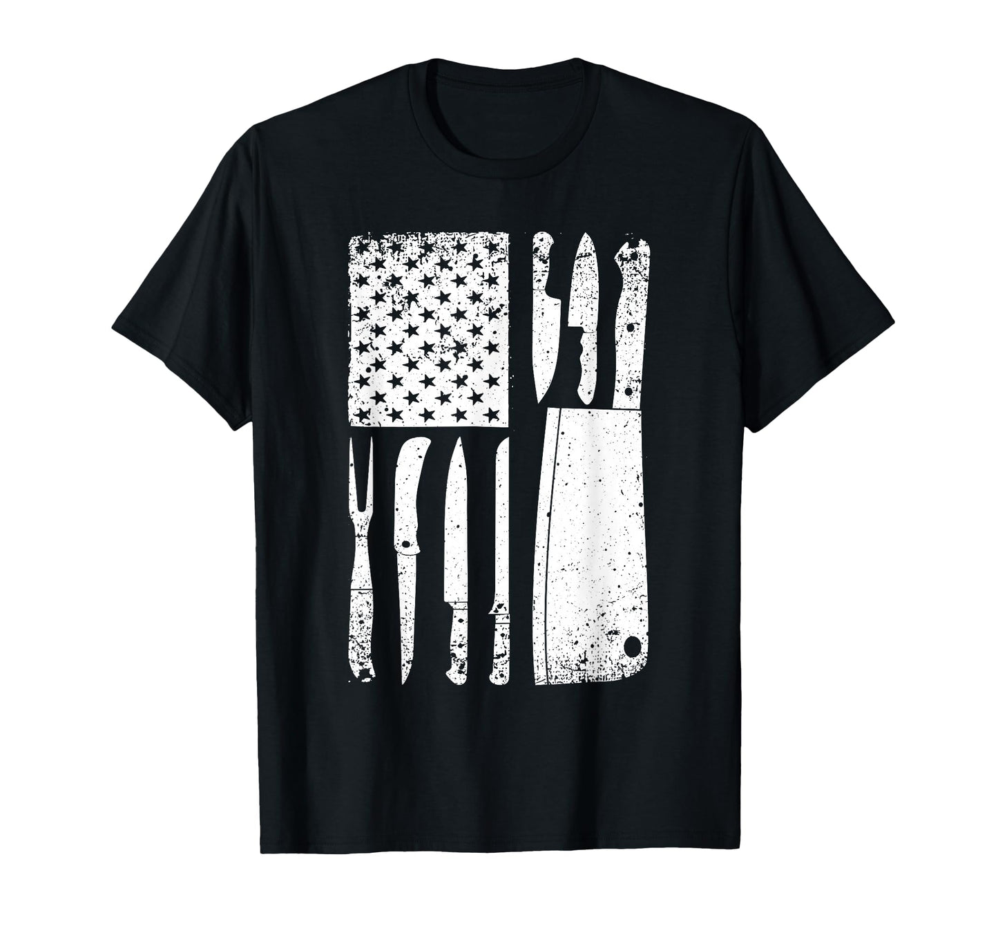 Funny Chef Knife American Flag Design for Men Women Patriot T-Shirt Small
