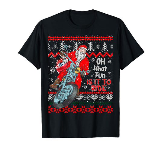 "Biker Santa" Motorcycle Ugly Christmas Sweater T-Shirt
