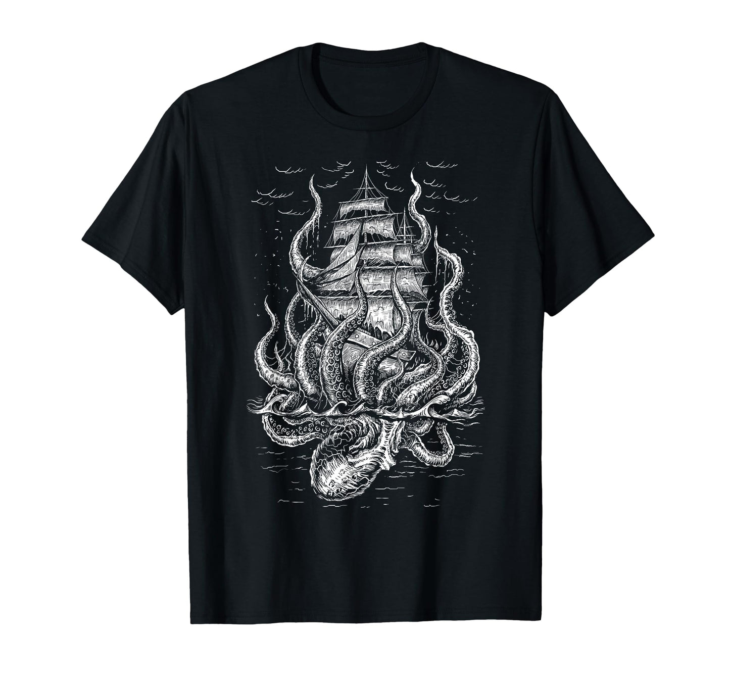 Call of the Kraken - Octopus with Pirateship T-Shirt