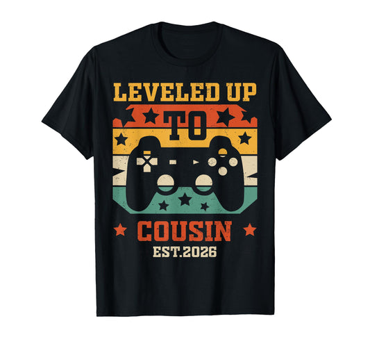 Level Up To COUSIN 2026 Retro Video Gamer Family Matching T-Shirt
