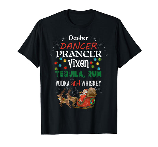 Funny Christmas Gift Dasher Dancer Prancer Moscato Party T-Shirt