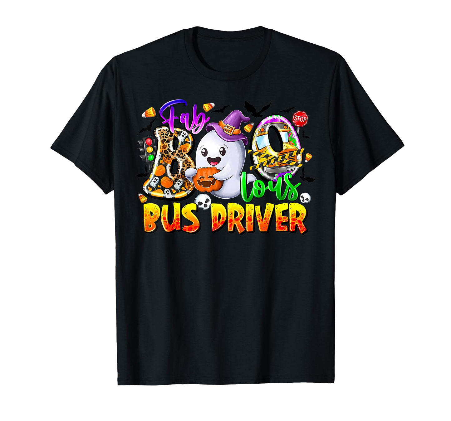 Fab Boo Lous Bus Driver Funny Ghost Halloween Costume T-Shirt