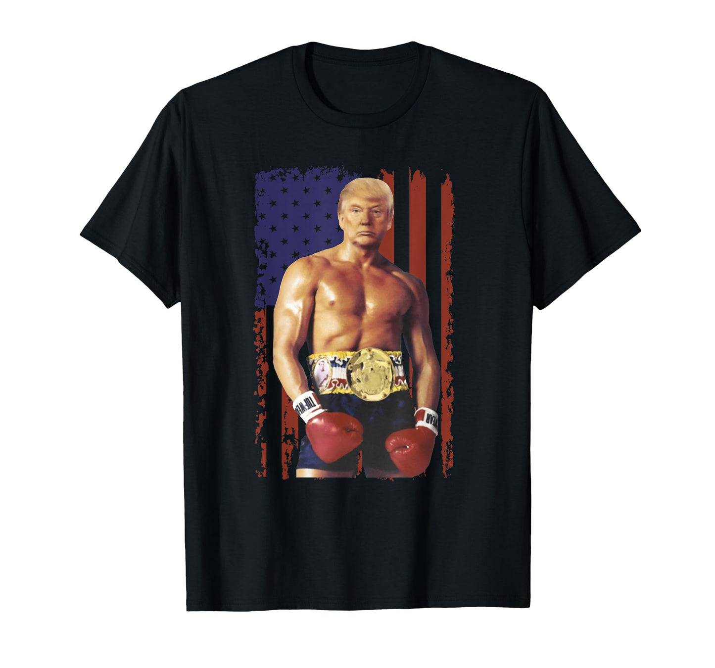 Funny Trump Rocky Boxing Meme Boxer US Flag Patriot T-Shirt