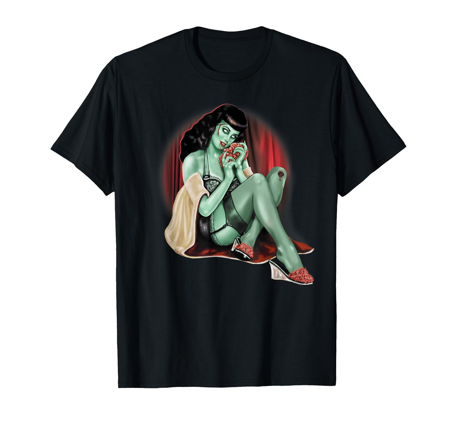 Zombie Pin-Up Model Adult T Shirt T-Shirt