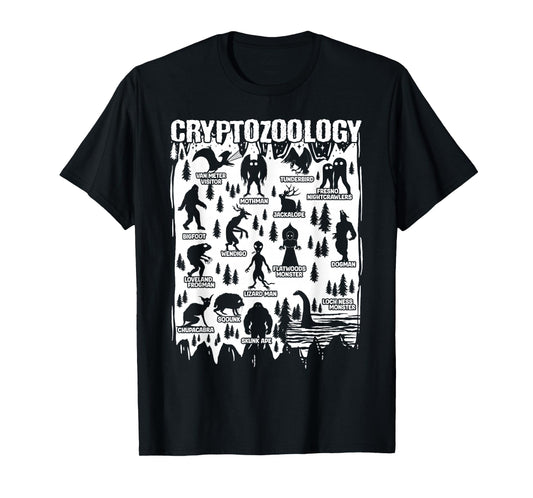 Cryptozoology Cryptid Bigfoot Mothman Dogman Other Monsters T-Shirt