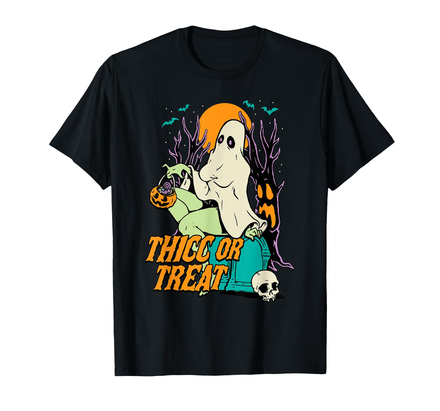 Thicc or Treat Halloween Lady Ghost Sexy Pinup BBW T-Shirt