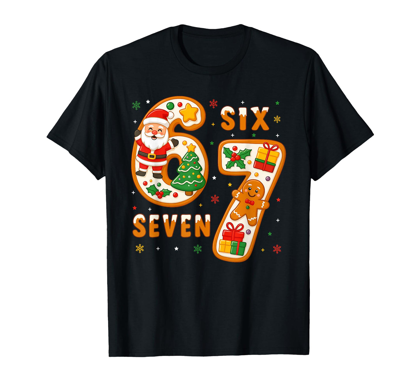 Funny Six Seven 67 Meme 6 7 Santa Christmas Pajamas Kids T-Shirt