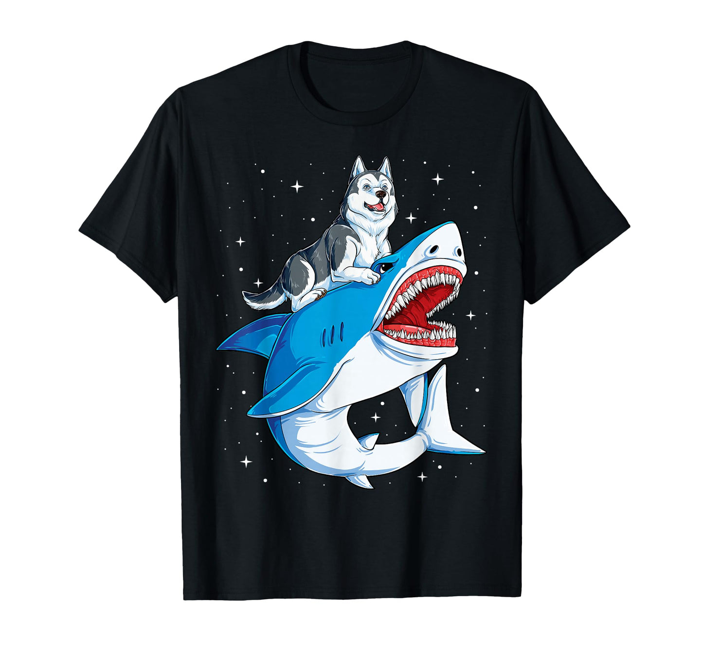 Siberian Husky Shark Jawsome Dog Lover Gifts Space Galaxy T-Shirt