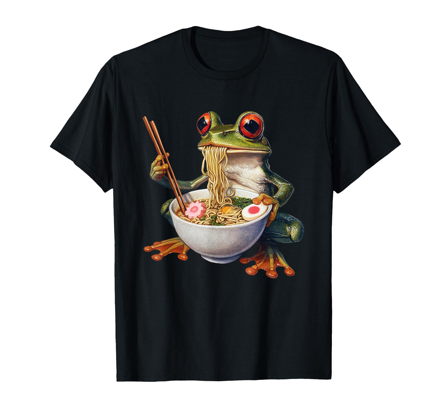 Frog Japanese Eating Ramen Japan Kawaii Funny Anime Graphic T-Shirt