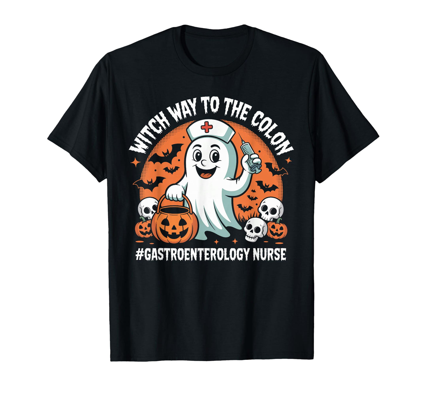 Gastroenterology Nurse Funny Halloween Ghost Nurse Endoscopy T-Shirt
