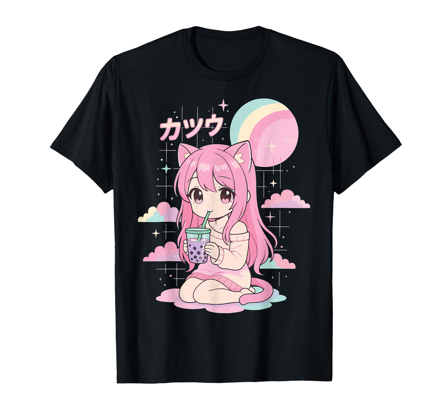 Anime Girl Boba Bubble Tea Kawaii T-Shirt