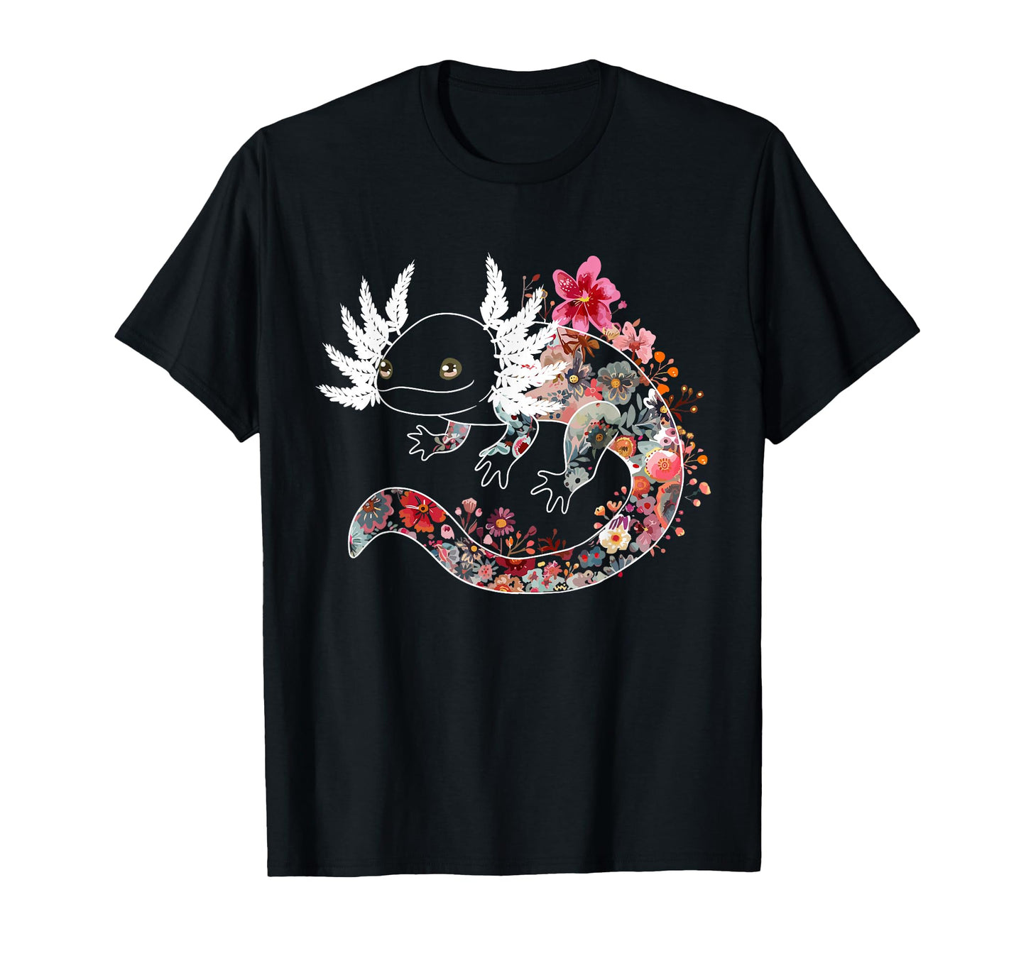Axolotl Shirts For Girls Women Kawaii Anime Cute Floral T-Shirt
