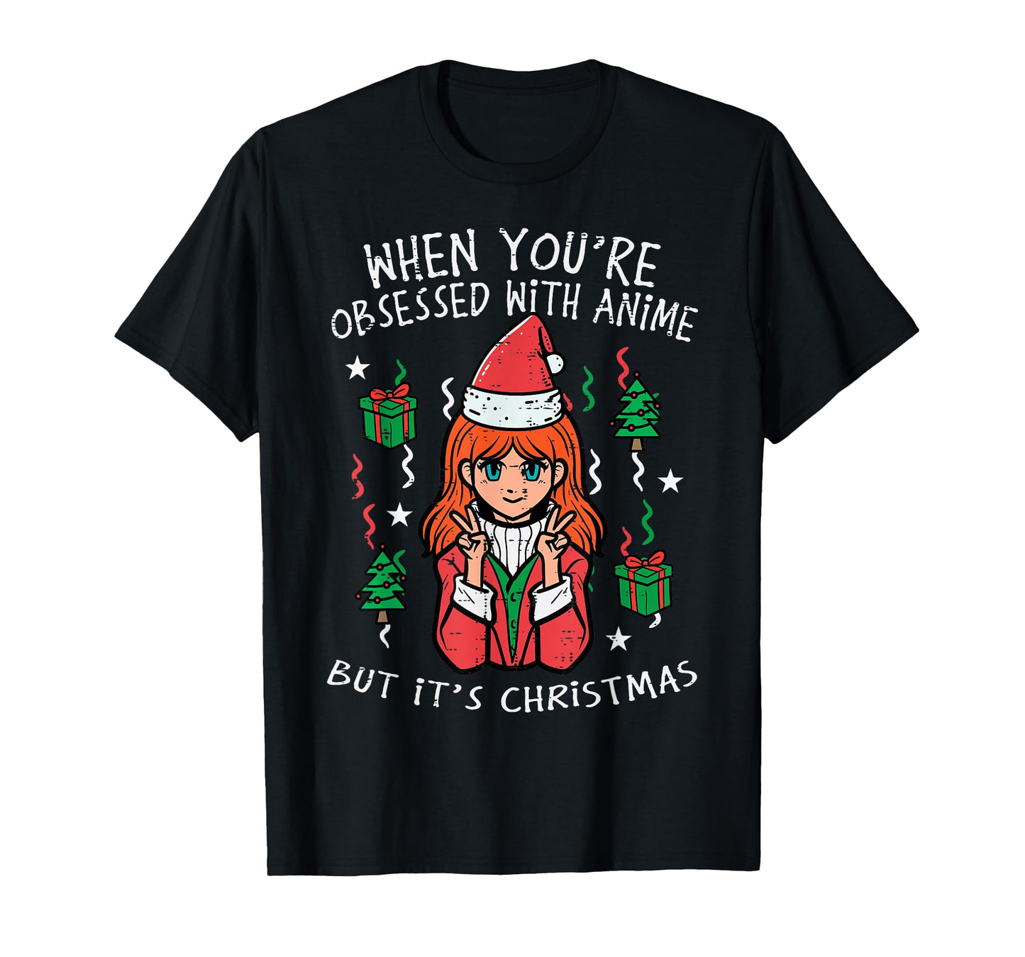 Obsessed With Anime But Christmas Xmas Women Girls Kids Men T-Shirt