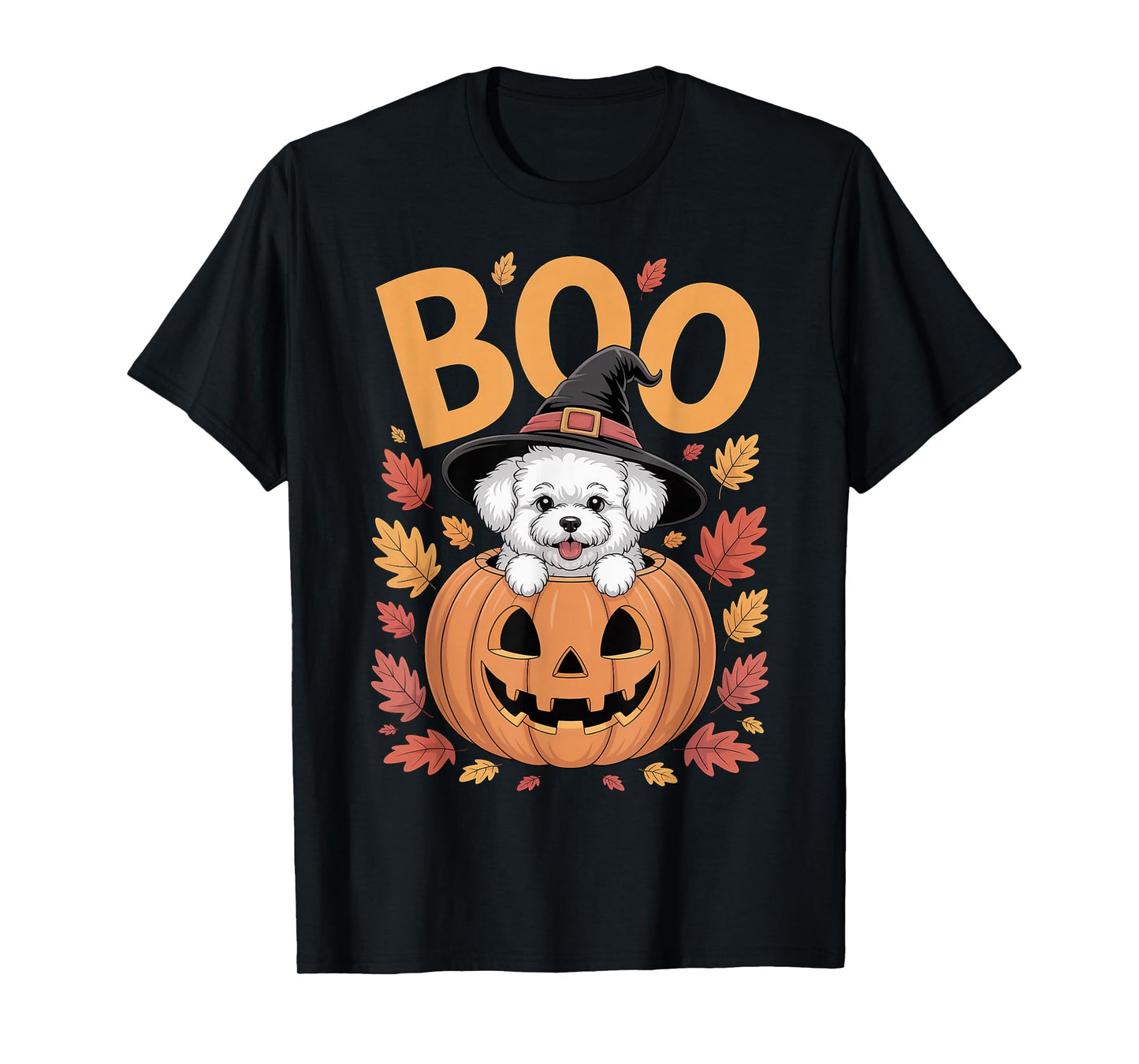 Bichon Costume on Pumpkin Halloween Bichon Frise T-Shirt