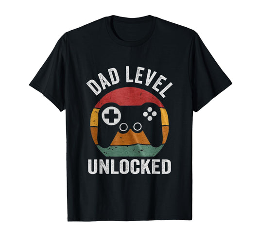 Funny New Dad Dad Level Unlocked day Gaming T-Shirt