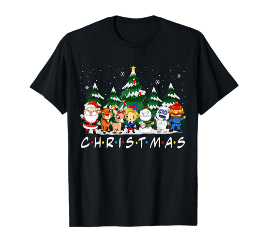 Friends Christmas Santa Rudolph Snowman Family Pajama Xmas T-Shirt