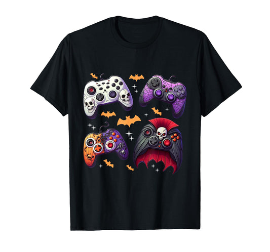 Skeleton Zombie Video Game Controller Boys Halloween Costume T-Shirt