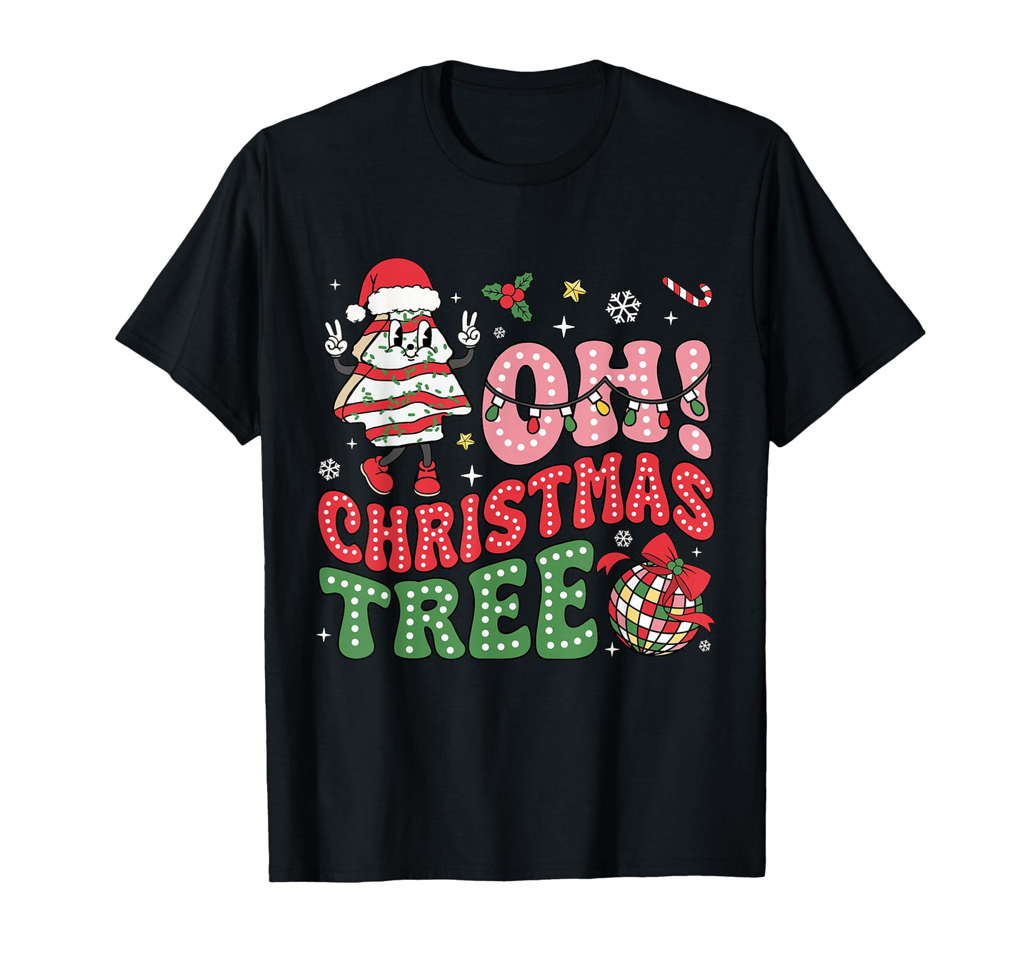 Groovy Oh Christmas Tree Cakes Funny Xmas Cake Lovers Women T-Shirt