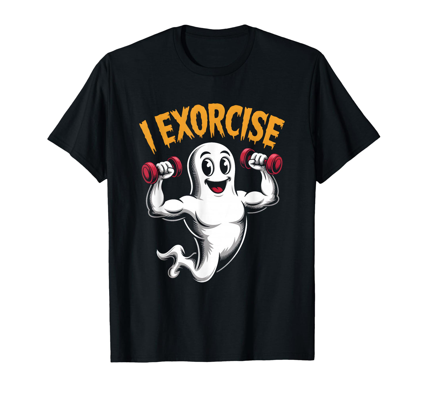 Muscular Ghost I Exorcise Parody Exercise Workout Halloween T-Shirt
