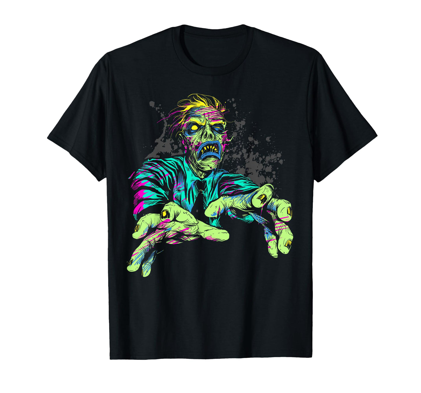 Halloween Neon Zombie Walk Splattered T-Shirt