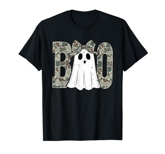 Camo Ghost Boo Spooky Season Fall Halloween Toddler Girls T-Shirt
