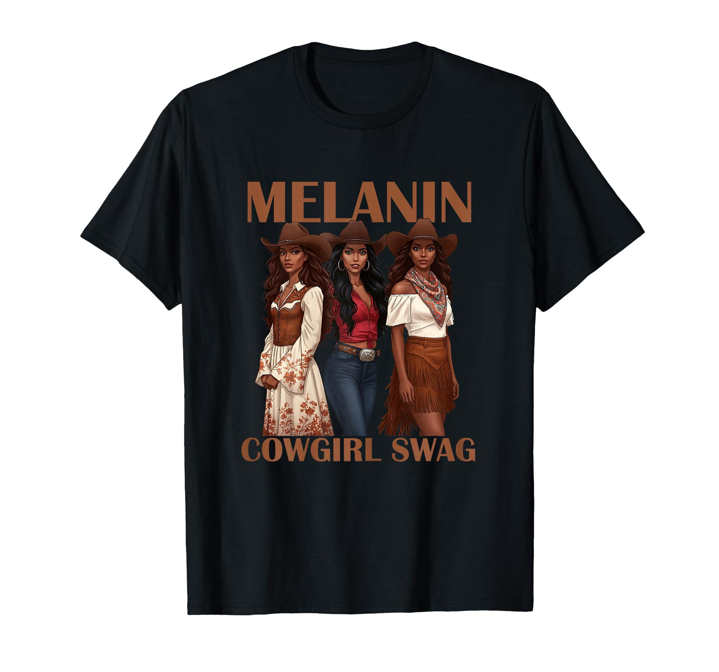 Let's Go Girls Retro Western Country Melanin Cowgirl Swag T-Shirt