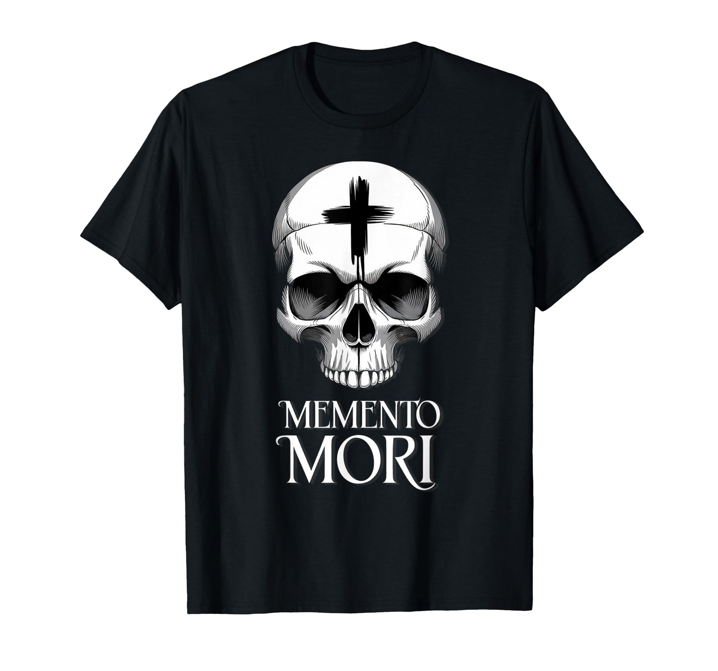 Memento Mori Catholic Crucifix Traditional Latin Mass Skull T-Shirt