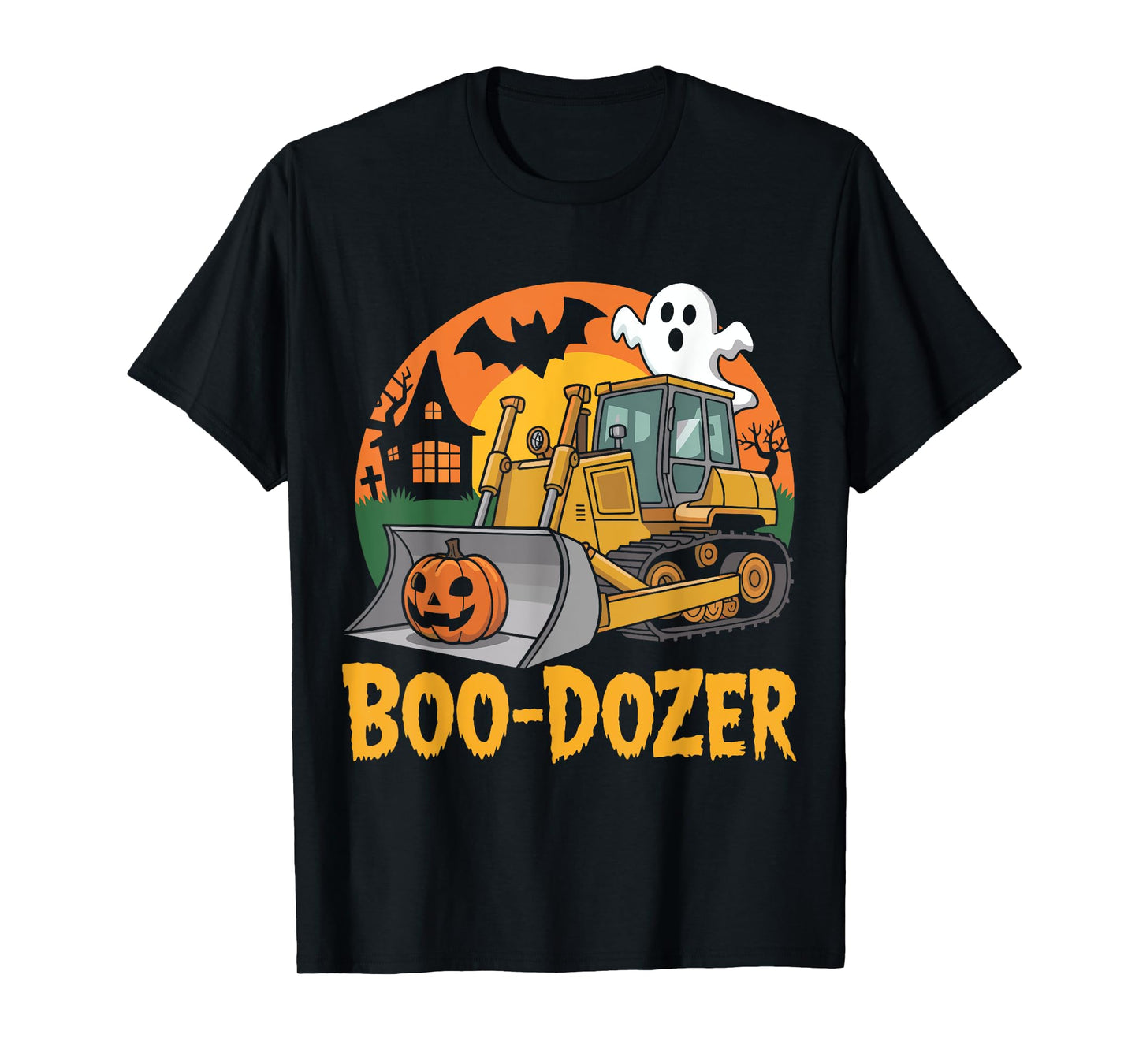 Halloween Bulldozer Construction Trucks Ghost Halloween Kids T-Shirt