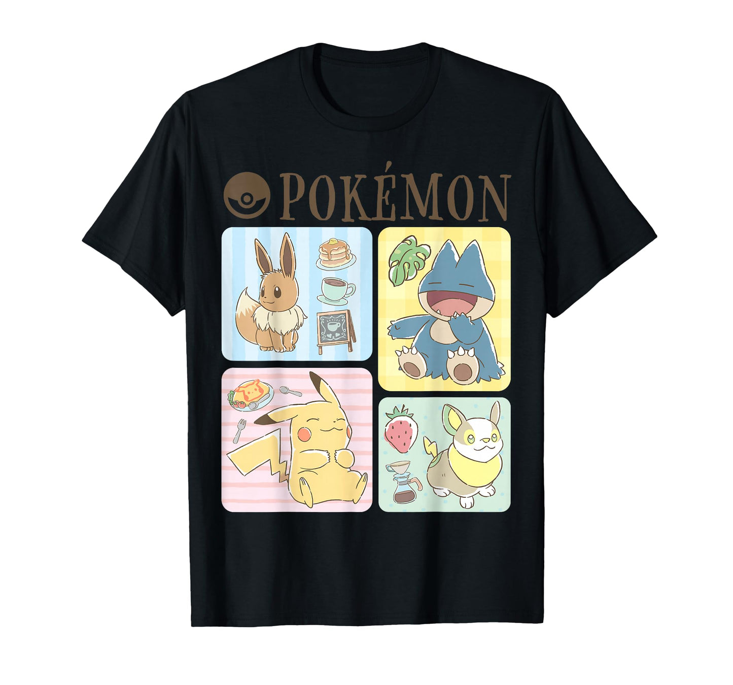 Pokémon - Pikachu Eevee Munchlax Yamper Cafe Group T-Shirt