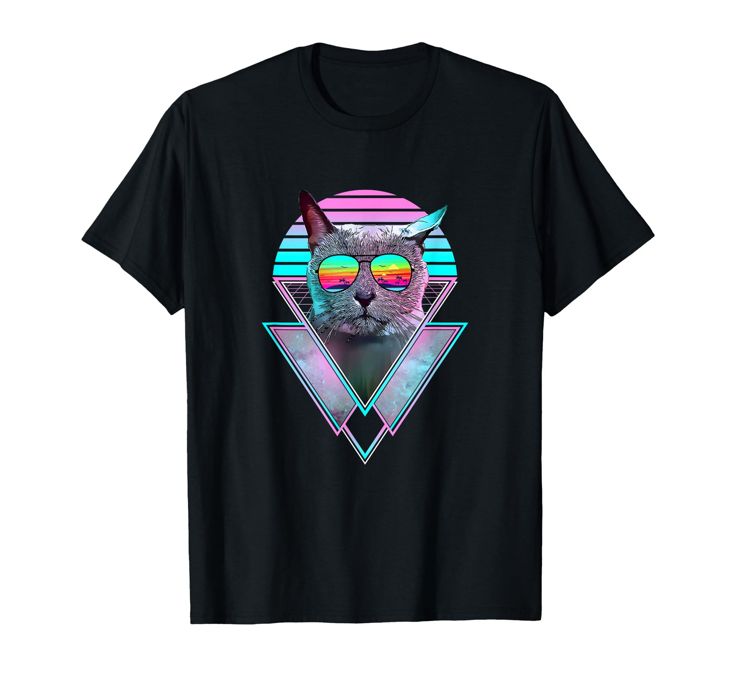 Russian Blue Cat Vintage Retro Vaporwave Beach Vibe Summer T-Shirt