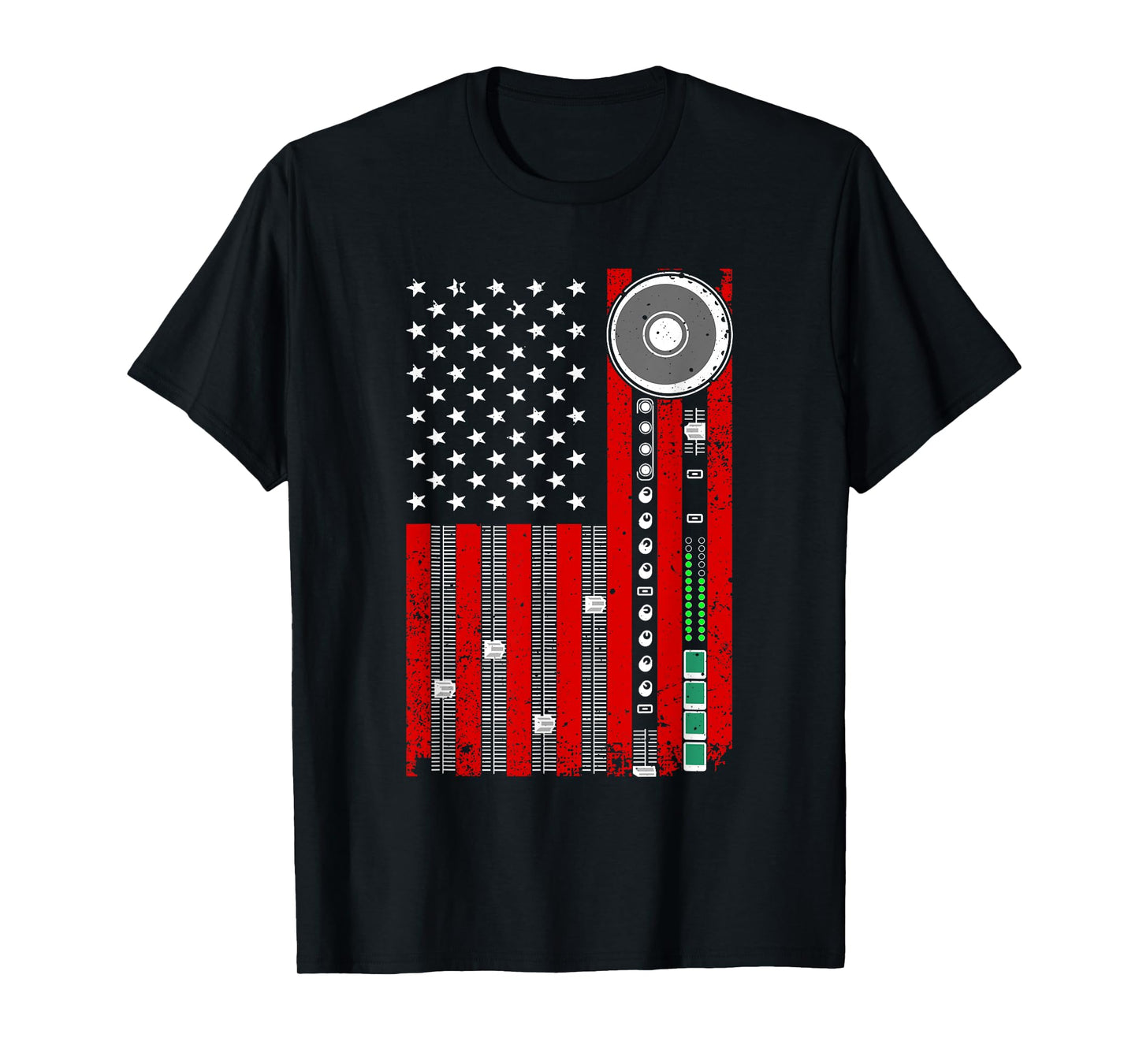 Cool Music Producer For Men Women American Flag Patriotic DJ T-Shirt