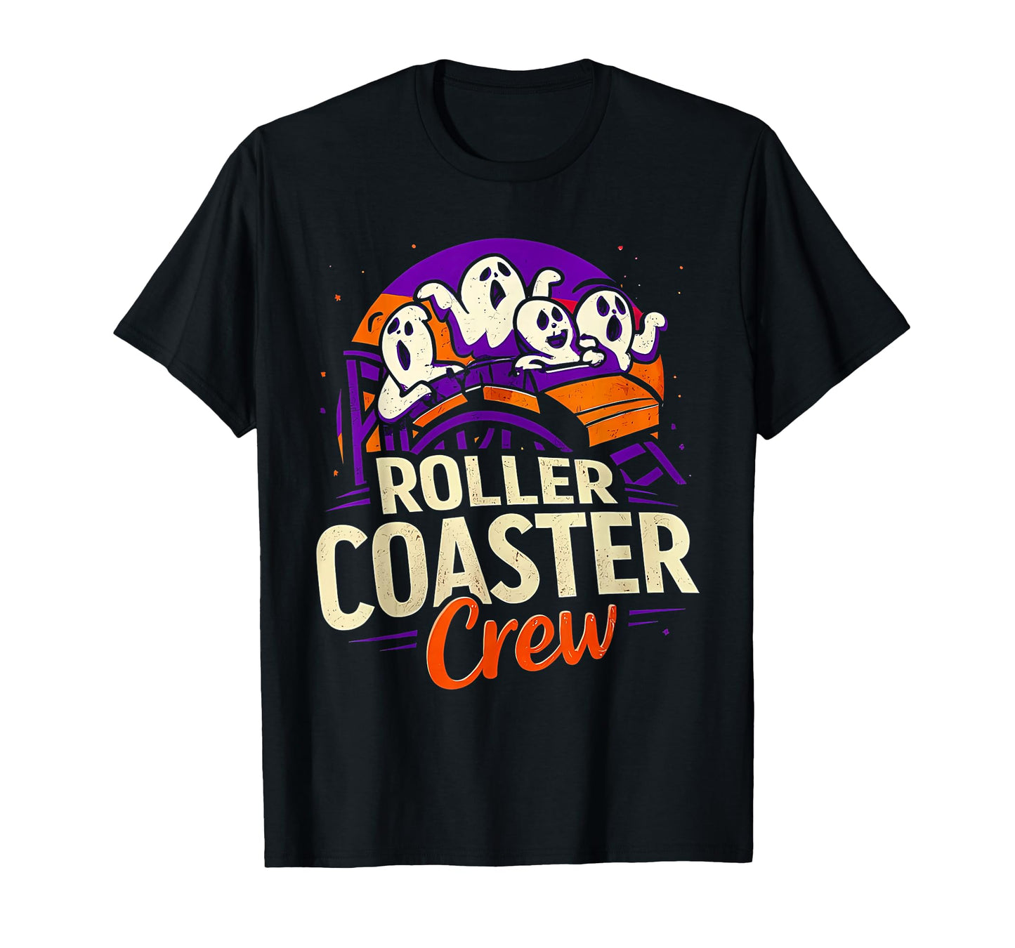 Roller Coaster Boo Crew Funny Halloween Ghost Amusement Park T-Shirt