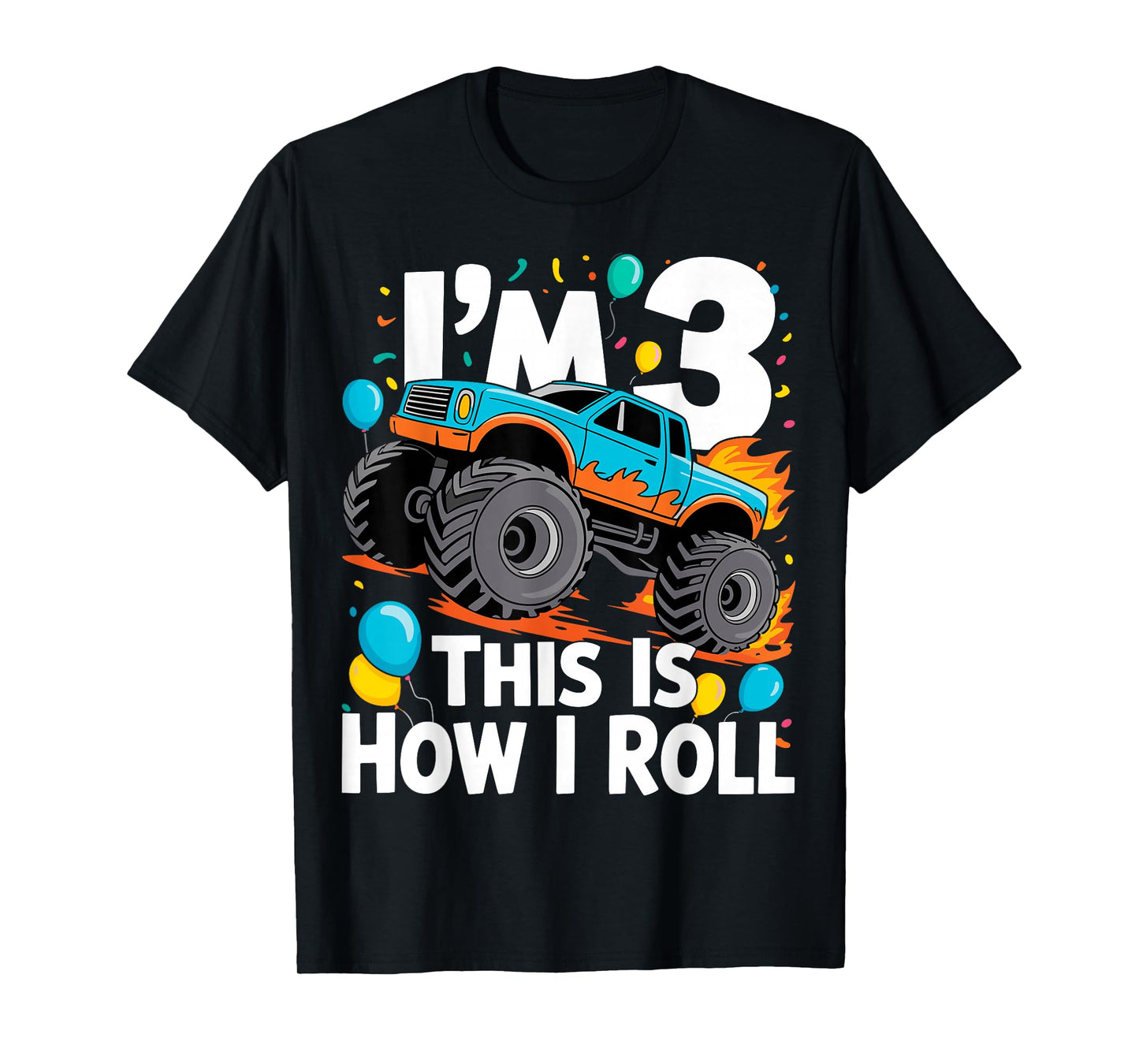 3 Year Old Monster Truck 3rd Birthday Boy Monster Truck T-Shirt
