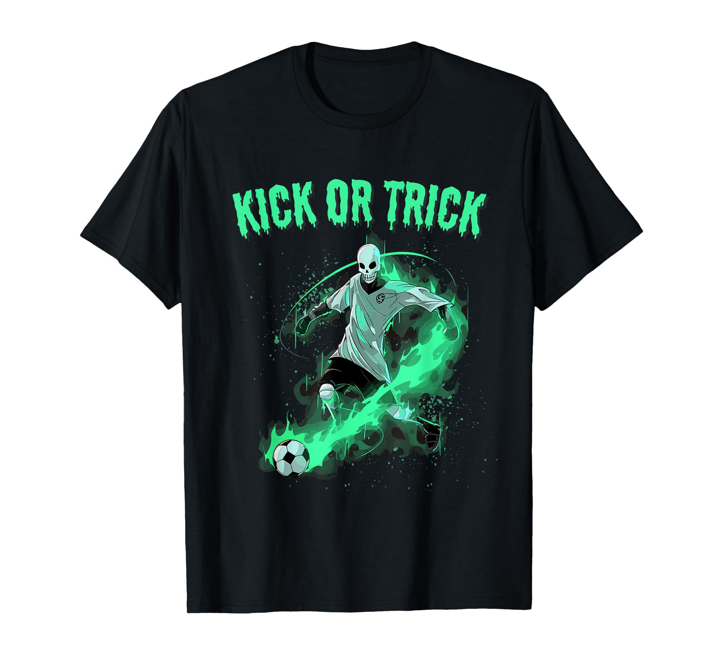 Skeleton Soccer Halloween Kick Or Funny Pun T-Shirt