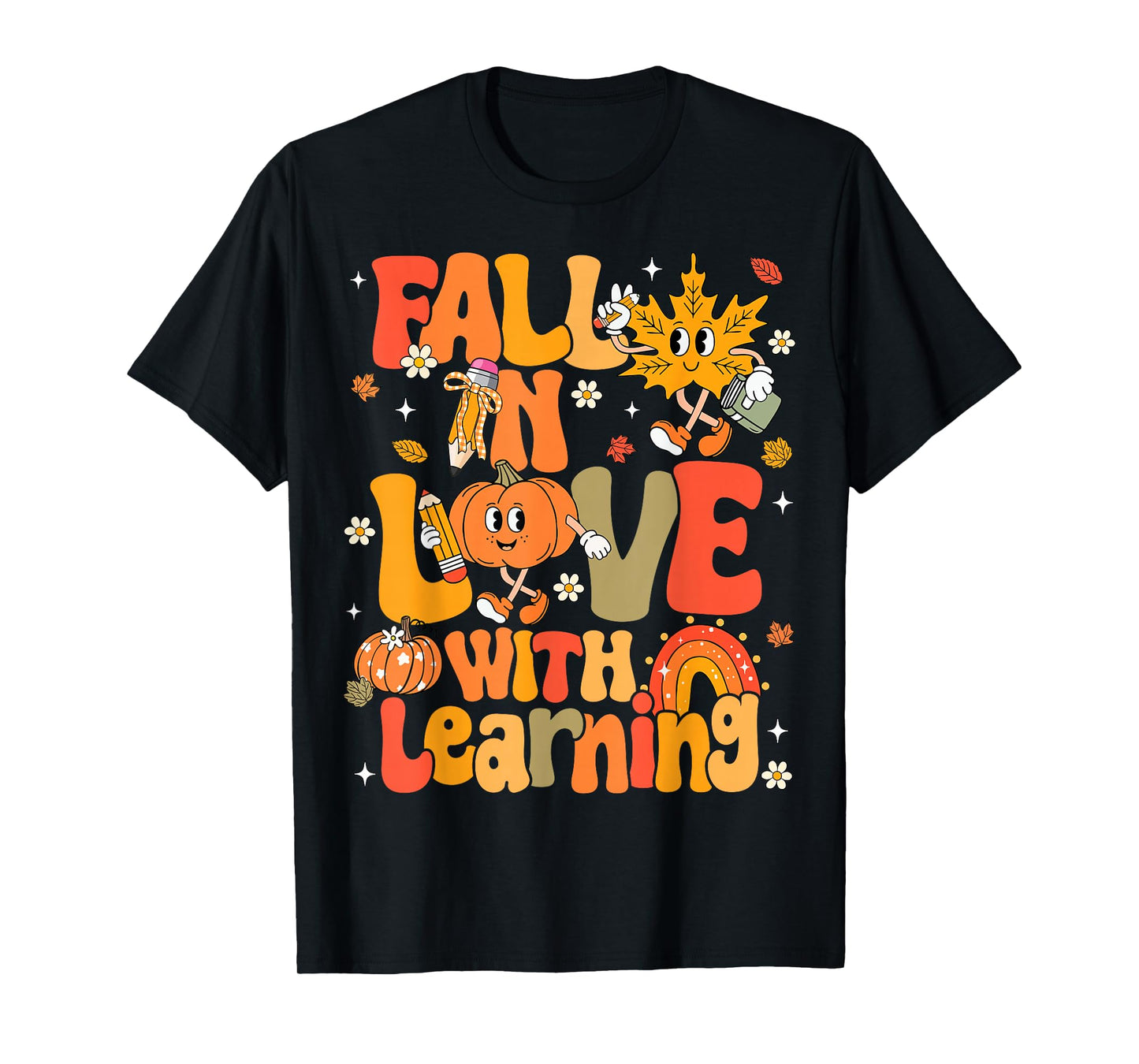 Fall In Love With Learning Autumn Thanksgiving Pumpkin Kids T-Shirt