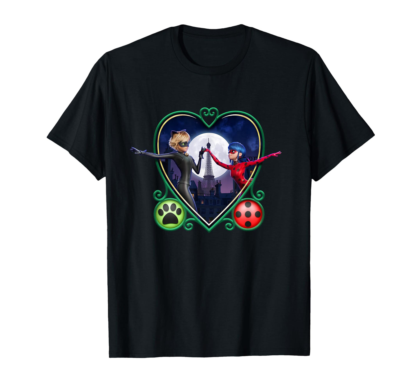 Miraculous Ladybug and Cat Noir The Movie Heart T-Shirt