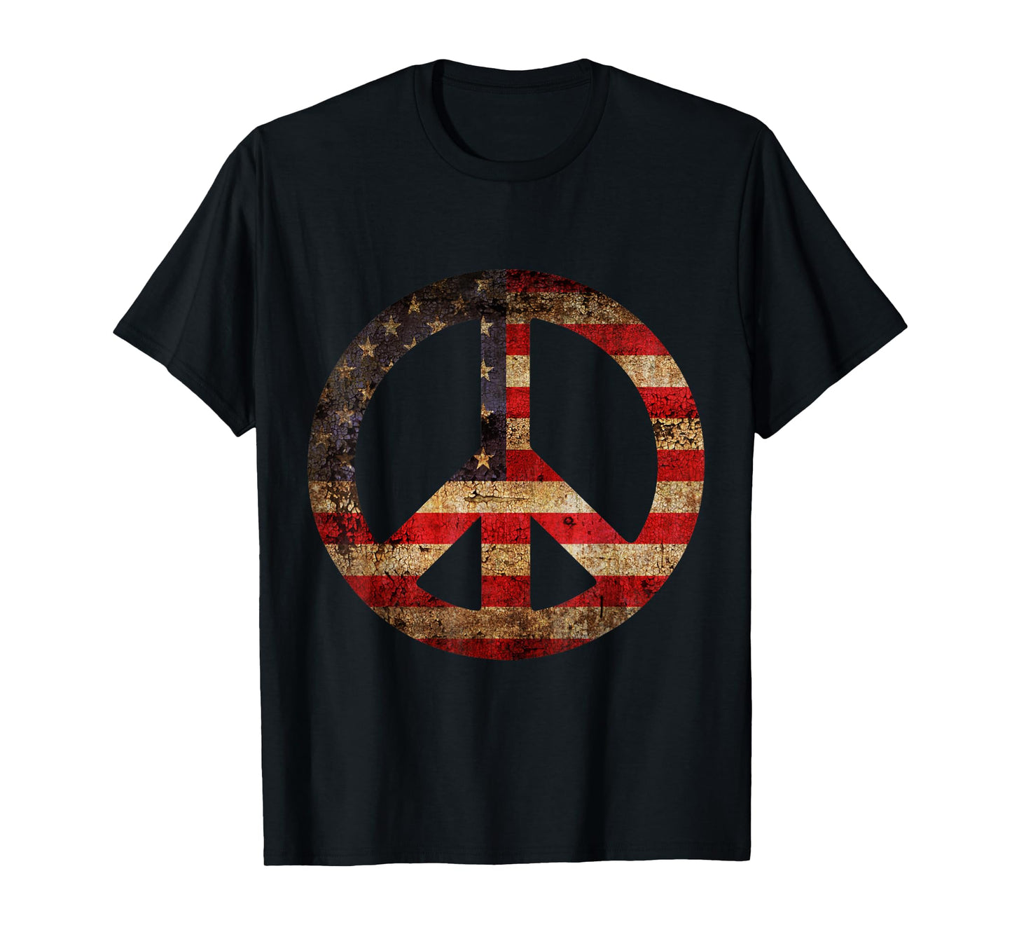 Vintage US American Flag Peace Sign 4th of July T-Shirt