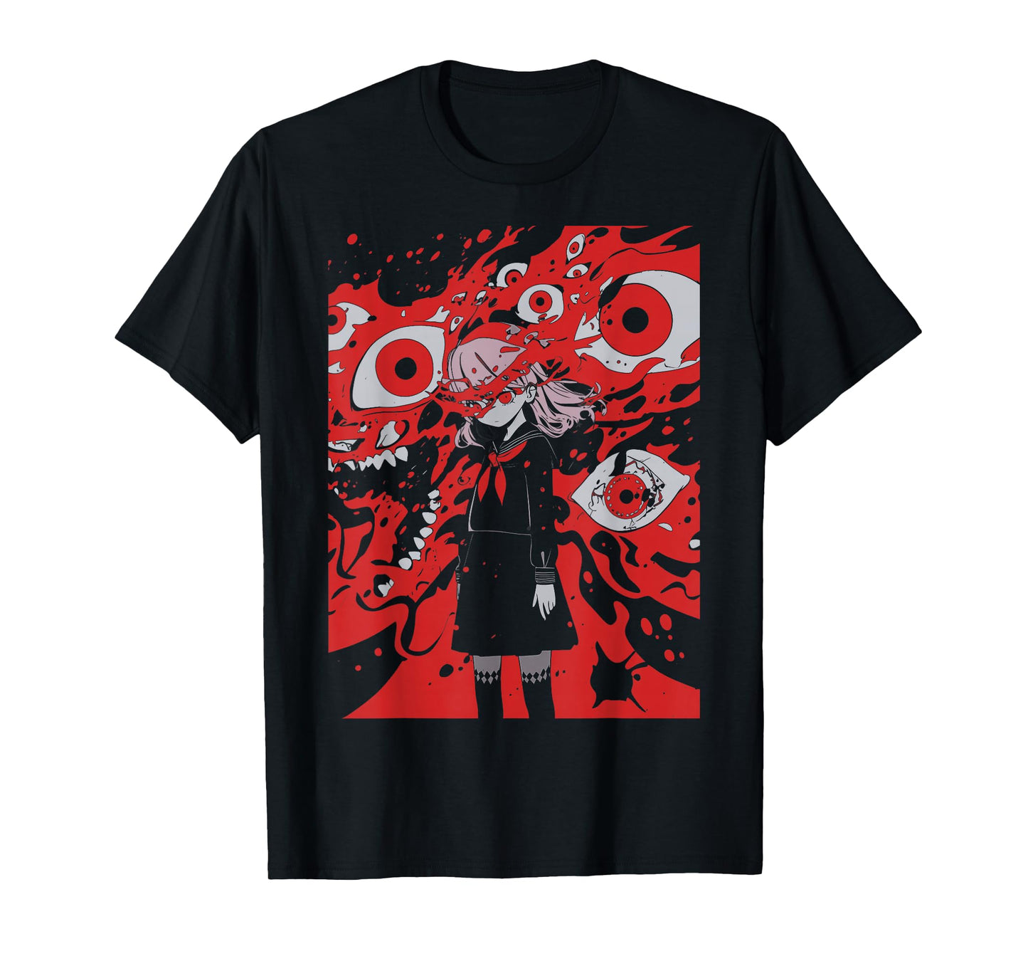 Anime Manga Ghoul Girl | Horror Creepy | Pastel Goth Grunge T-Shirt
