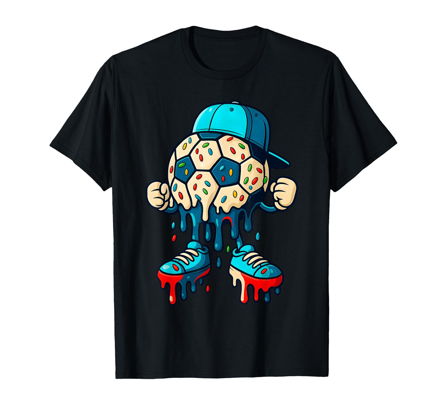 Soccer Ball Drip Ice Cream Character Men Women Girls Kids T-Shirt