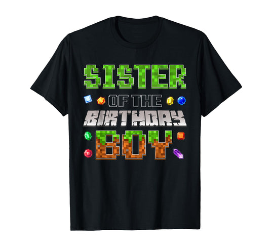 Sister Of The Birthday Boy Game Pixel Number Birthday Party T-Shirt