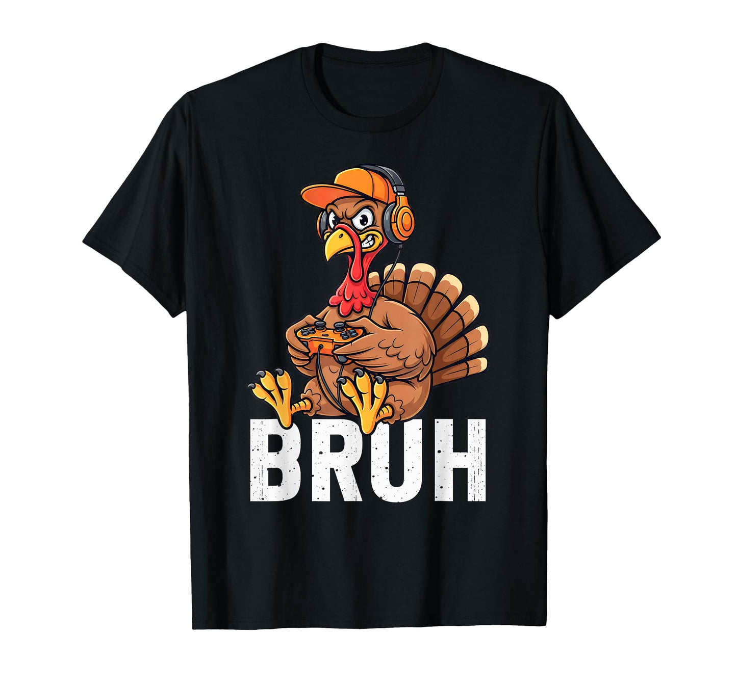 Bruh Turkey Gamer Funny Thanksgiving Video Gaming Boys Kids T-Shirt