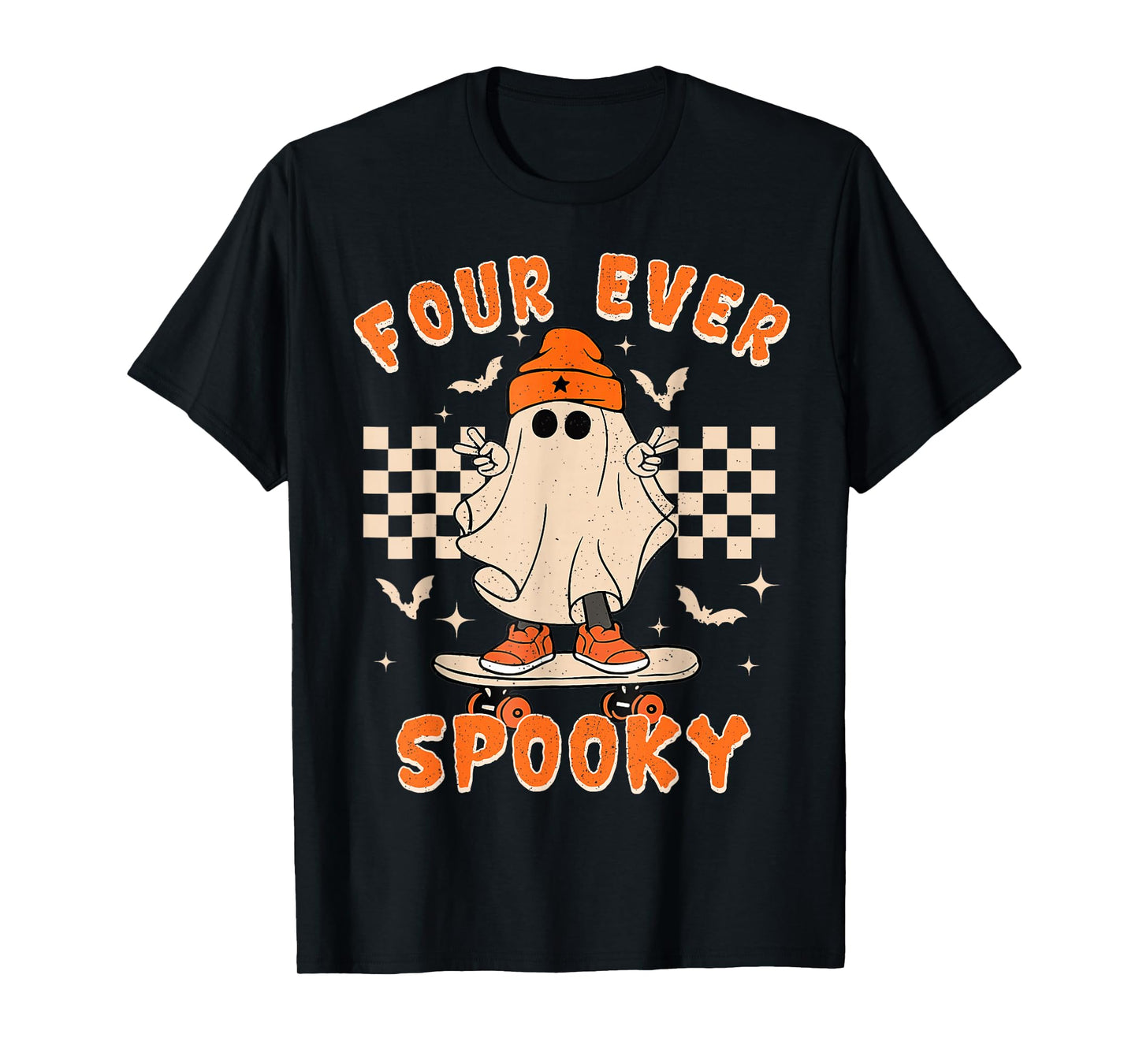 Four Ever Spooky Funny Ghost Halloween 4th Birthday Boy Kids T-Shirt