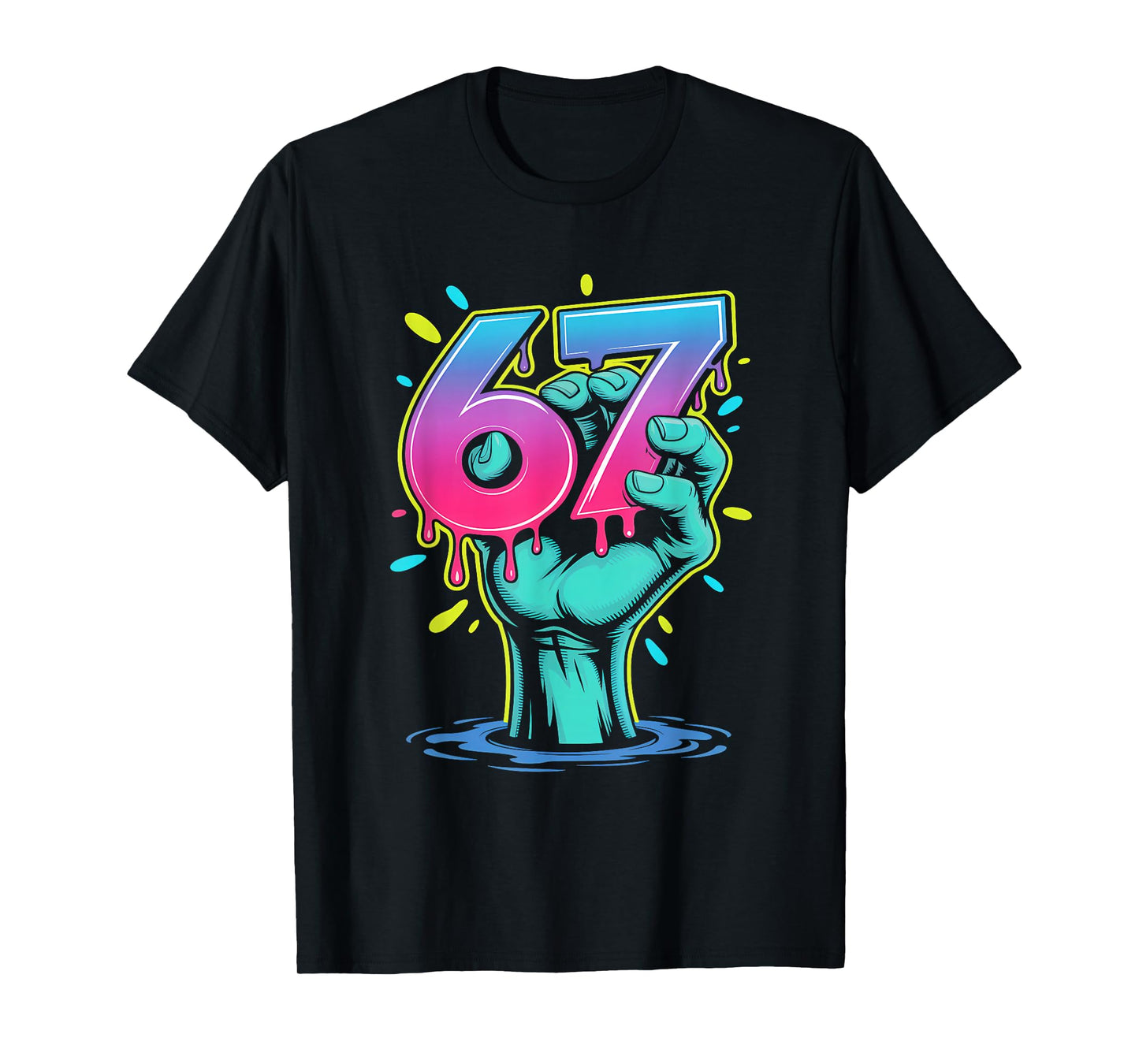 67 Zombie Hand Meme Funny Six Seven Alpha Slang T-Shirt
