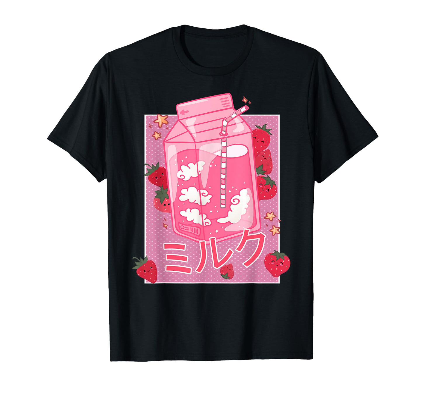 Retro 90s Strawberry Milk Shake - Funny Japanese Kawaii Milk T-Shirt