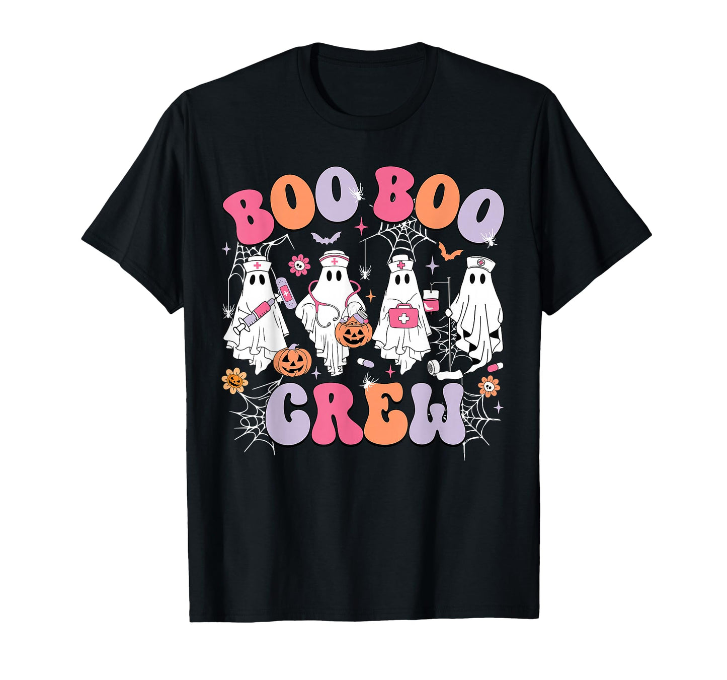 Groovy Boo Boo Crew Nurse Funny Ghost Women Halloween Nurse T-Shirt