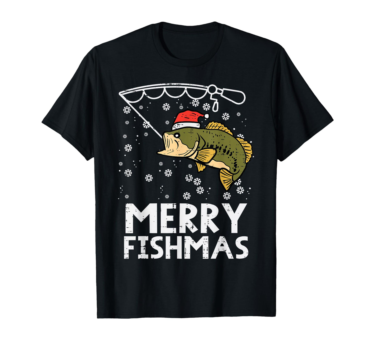 Merry Fishmas Fish Fishing Xmas Christmas Dad Men T-Shirt
