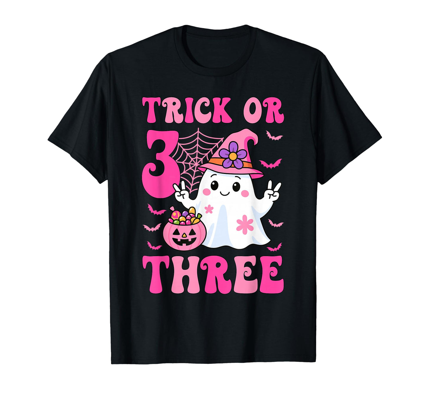 Trick Or Three Groovy Ghost Halloween It's My Boo Day T-Shirt